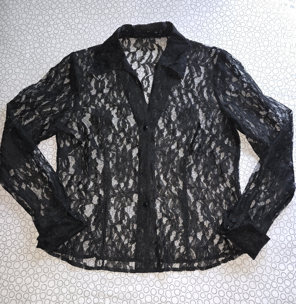 Black Sheer Lace Blouse